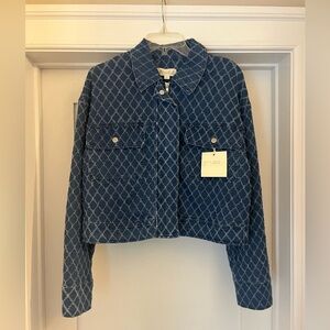 MARLED by REUNITED Textured Blue Denim Jean Cropped Jacket Size large NWT